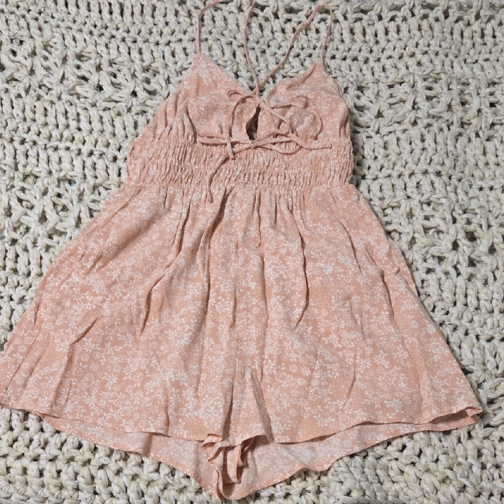 Garage Floral Peach Cross-back Romper